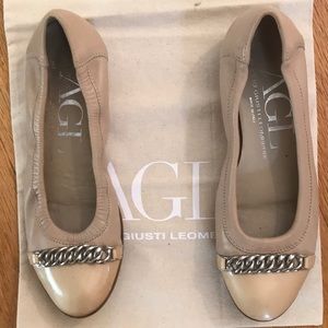 AGL leather flats beige, genuine leather , size 36 (translates to 6 USA)